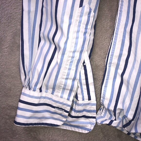 Brooks Brothers Mens Shirt Medium Pinstriped Long Sleeve Button Down Blue White - Picture 10 of 12